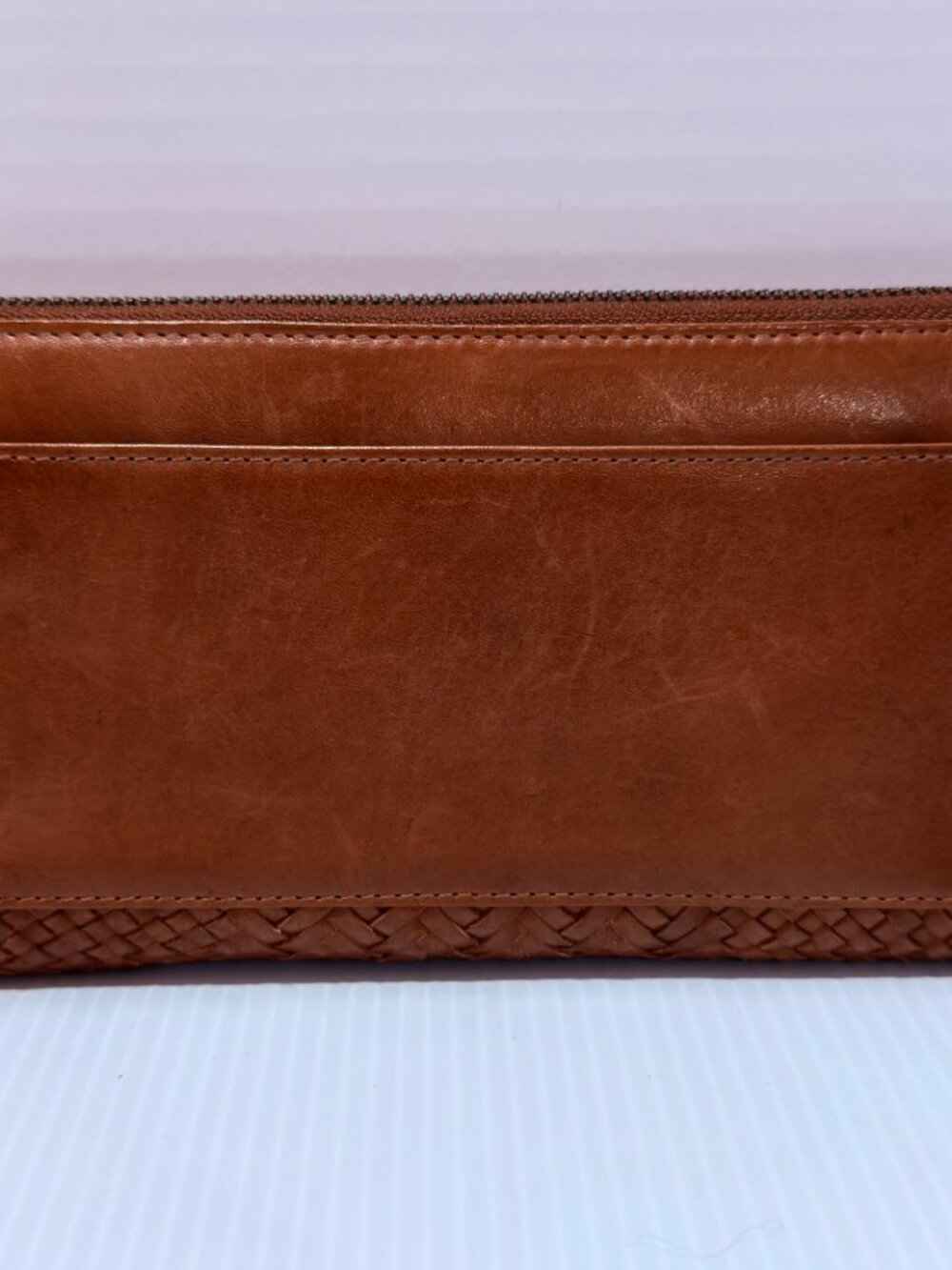 Woven Brown Leather Wallet - Picture 3 of 6